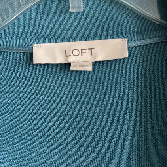 LOFT cotton Blue Open Knit Sweater Blazer cardigan size M - Picture 6 of 7